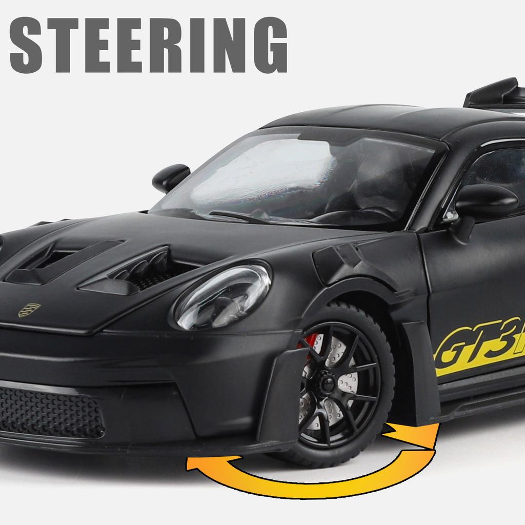Металлическая литая модель спортивного автомобиля GT3RS в масштабе 1/24, имитация звука и света, коллекционные украшения, игрушки для мальчиков 6+, подарки