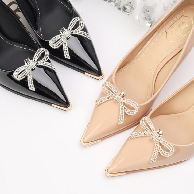 Модный аксессуар для обуви в виде бантика со стразовой подвеской для любителей ювелирных изделий