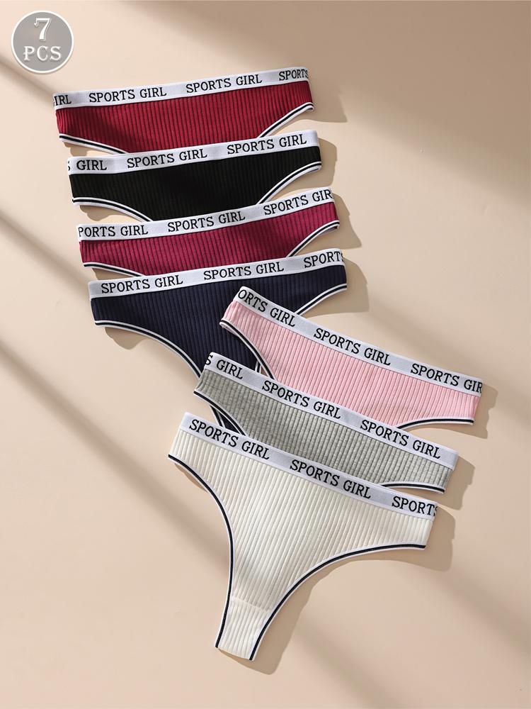 7 шт. женские стринги с низкой посадкой, сексуальное нижнее белье, спортивные трусики для девочек, хлопковые стринги, дышащие женские трусики, женское нижнее белье