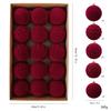 8cm Wine Red Flocking Christmas Ball Cover Set, 15 Pieces