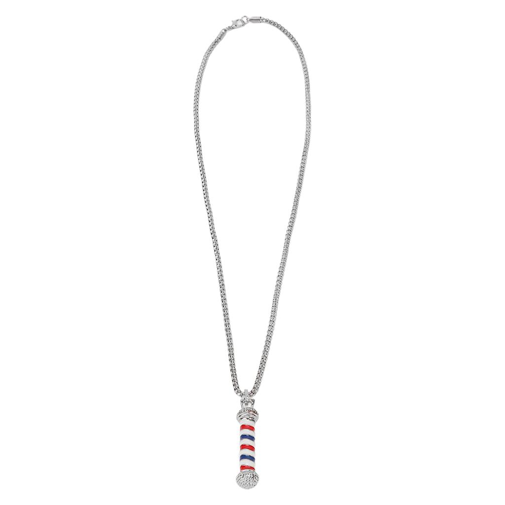 Necklace Barber Alloy Barber Shop Turn Light Pendant for Individuals and Hair SalonsSilver