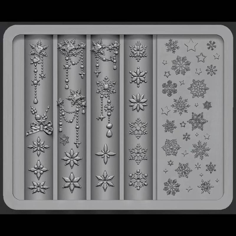 3D Силиконовая Форма для Ногтей Мультяшная Рождественский Цветок Бабочка Шаблоны для Ногтей DIY Декор для Маникюра Шаблон для Гелевых Наклеек на Ногти