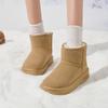 Женские большие размеры мягкая подошва увеличивающая рост зимние теплые с одним стременем из меха одна противоскользящая сноубутсы плюшевая подкладка ботильоны уличные спортивные хлопковые ботинки