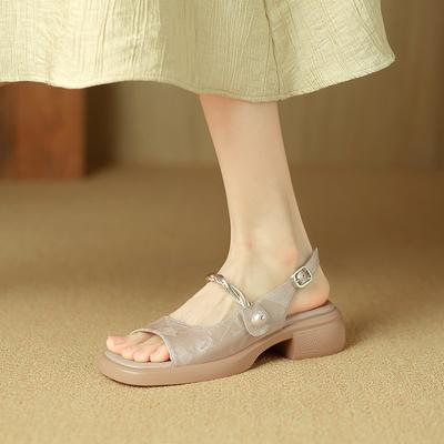 Новые китайские сандалии с открытым носком женские летние новые ретро универсальные сандалии на платформе одним словом