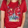 Watercolor Mickey Castle Print TShirts Crew Neck Breathable Fashion Casual Travel Short Sleeve Tops for Unisex and Women