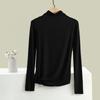 Women Bottoming Top Half-high Collar Long Sleeve Elastic Skinny Soft Warm One Tone Pullover Simple Style Lady Inner Wear Blou