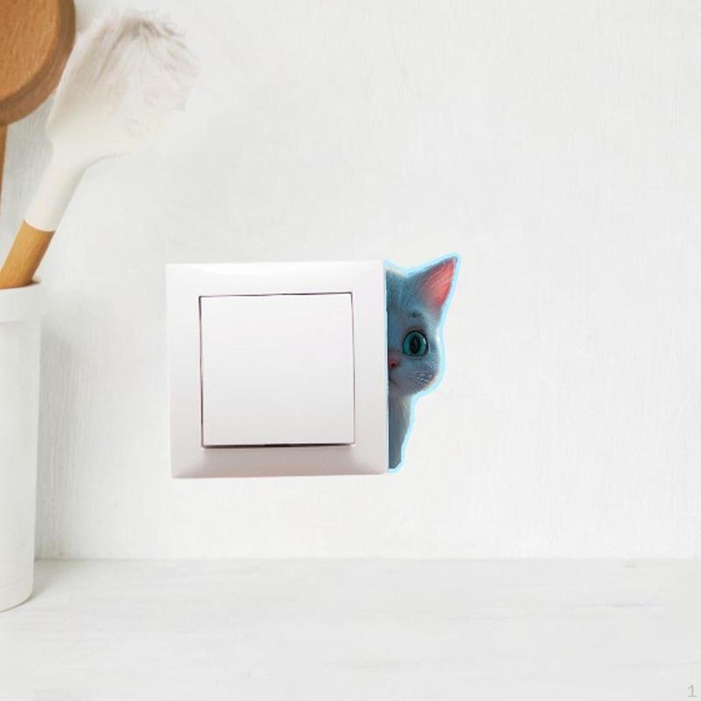 2 Pieces Luminous Switch Stickers Cat Wall Glow In The Dark Cute Decals Decor for