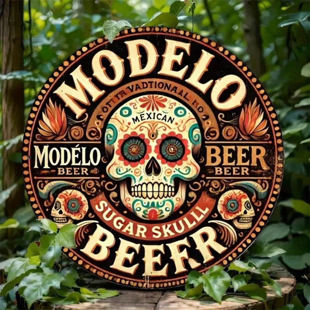 Металлический Настенный Постер Круглый Знак Черепа для Бара Дома Паба Водонепроницаемый Уличный Декор