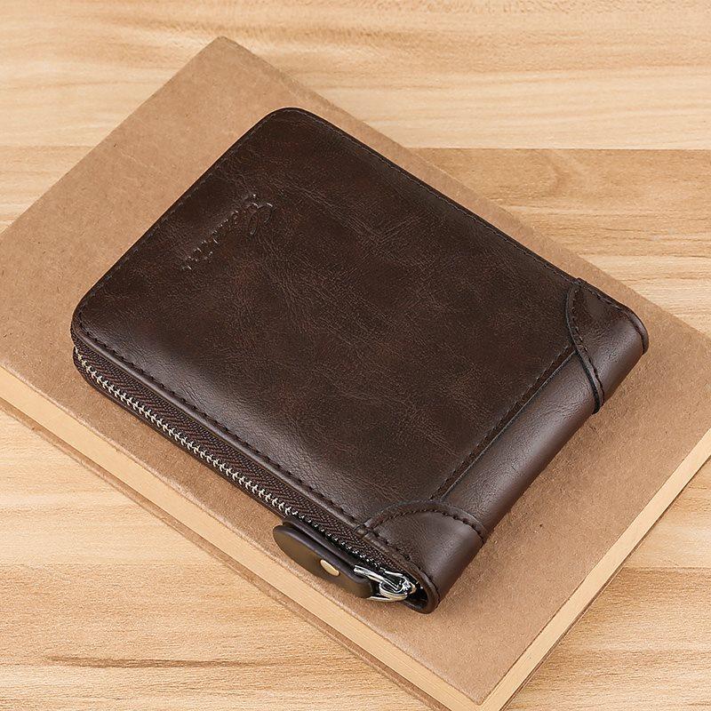 Men's Wallet Casual Zipper Wallets Card Holder Male Synthetic PU Purse Coin Purse Personalized Wallet