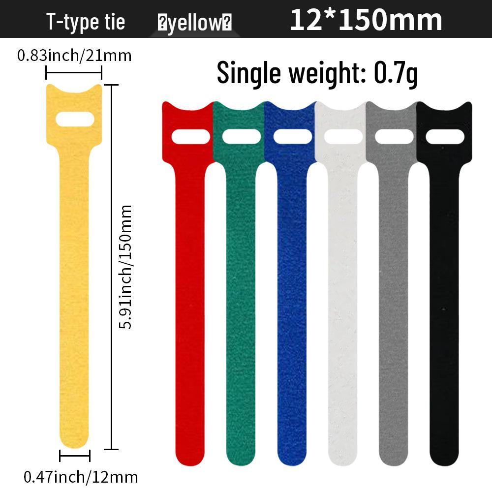 T-Type Magic Tape Cable Ties for Earphones, Data Cables, Organizers, and Network Cables with Back-to-Back Adhesive Straps.