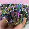 Quartz Natural Crystal Rainbow Titanium Cluster Mineral Specimen Healing Decor