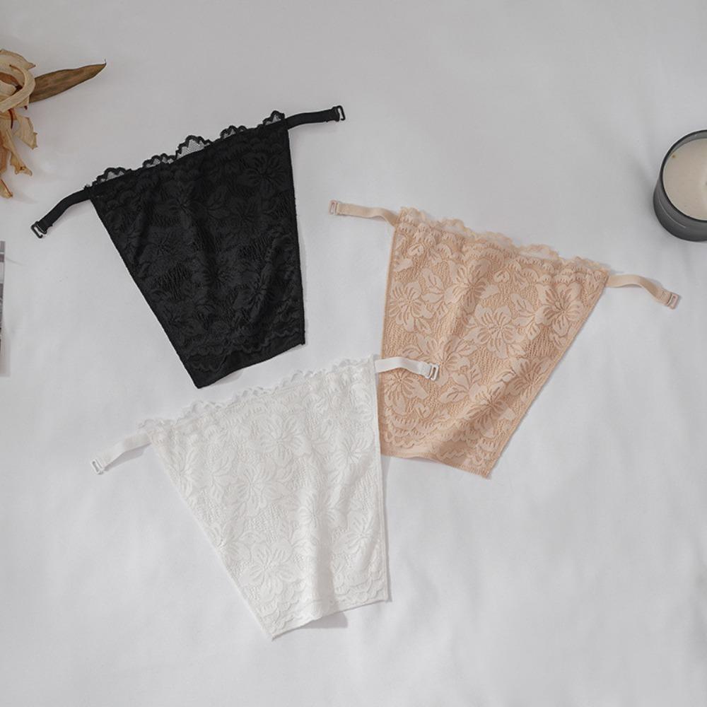 Floral Lace Flower Anti-Glare Tube Top Transparent Clip-On Mock Camisole Lady