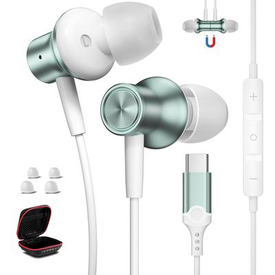 Проводные наушники Type-C для iPhone 1516, с микрофоном для звонков, магнитный дизайн, совместимы с iPhone, iPad, Samsung Galaxy, Google Pixel, AQUOS,