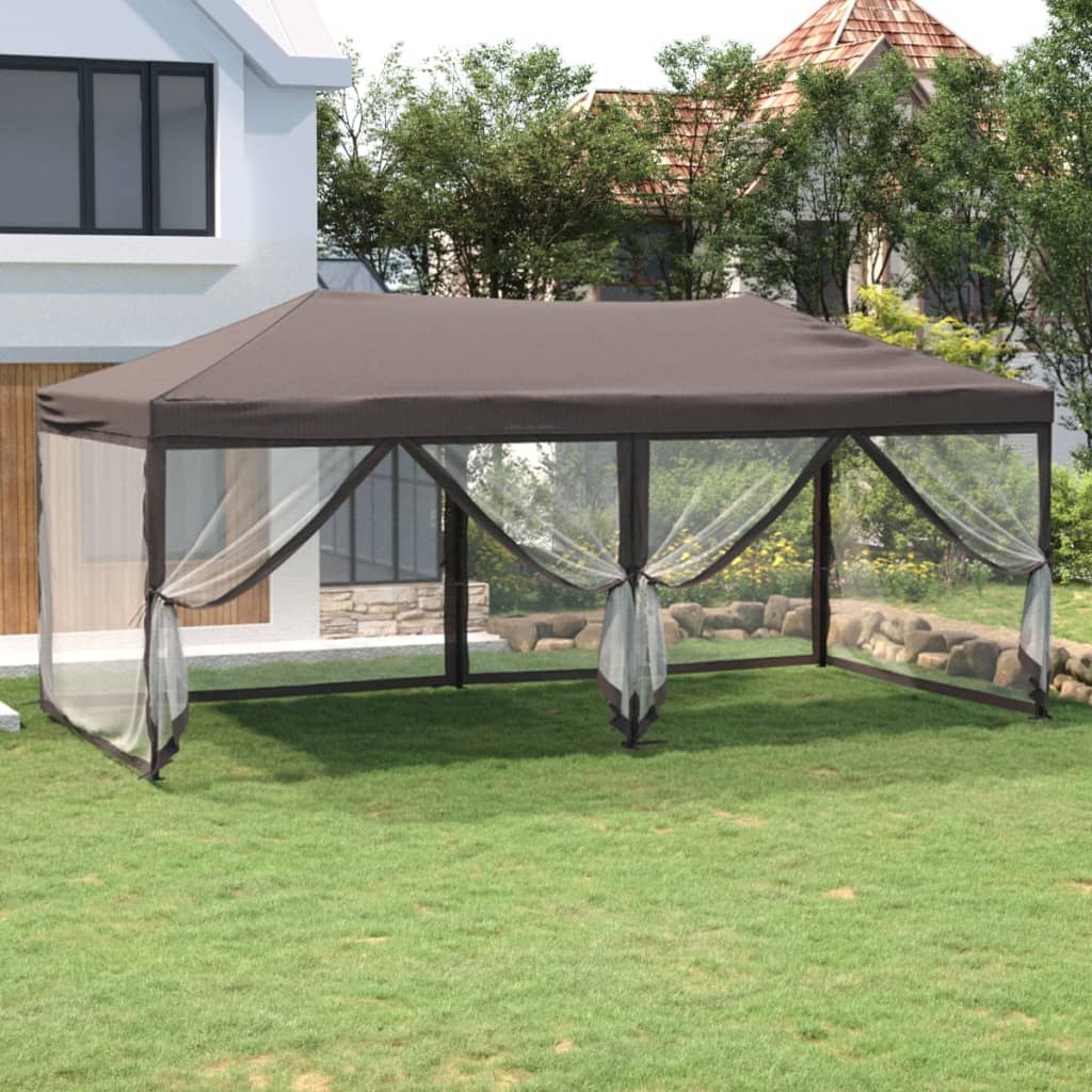 Foldable Party Tent with Side Walls Taupe 3x6 m