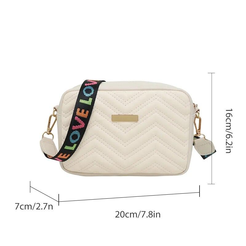Rilibegan Embroidered Camera Bag Pu Material Casual Compact Square Bag Versatile Single Shoulder Bag Printed Shoulder Belt