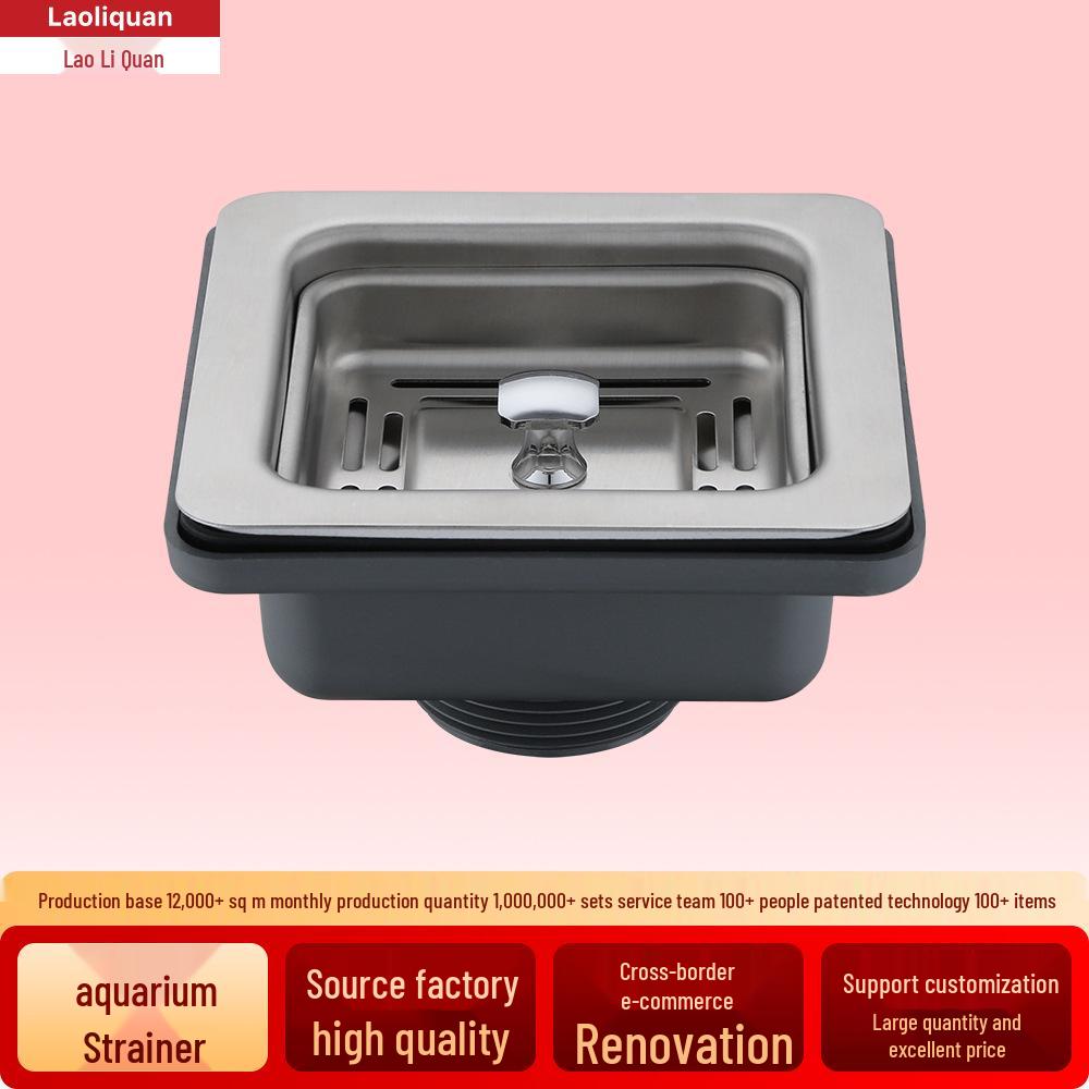 Квадратный цветочный корзинчатый слив для раковины из нержавеющей стали 304: Непроницаемая для запахов раковина с одной/двумя чашами и сливной трубой для мытья овощей и посуды