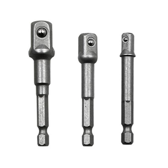 3/8Pcs Socket Adapter Rod Hex Shank To Square Head 1/4 3/8 1/2-Inch Air Screwdriver Socket Connector Rod Impact Driver Extension Bar