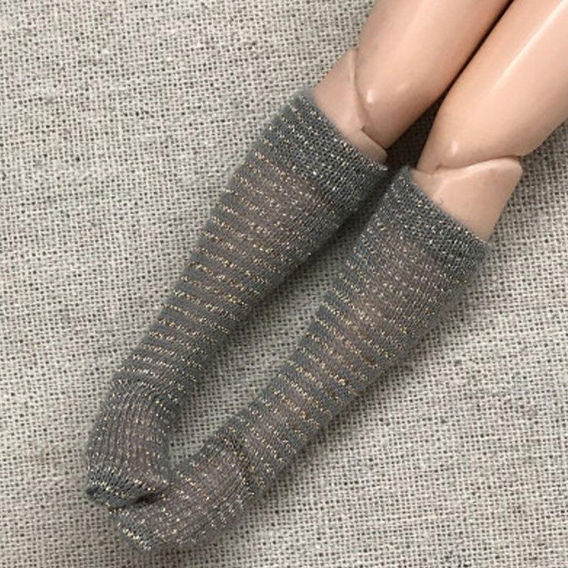 8 пар/лот кукольные носки, кукольные аксессуары, блестящие полосатые чулки для кукол Блайз, блестящие средние носки-трубы для куклы Барби 1:6