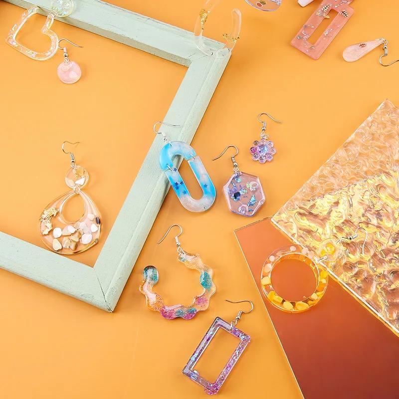 Earring Resin Molds Epoxy Resin Silicone Jewelry Mold with Hole Casting Molds in Various Shapes and Sizes for Earring Making DIY