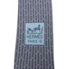 Отличный галстук HERMES Мотив конской сбруи узор по всей поверхности серый шелк мужской Б/У
