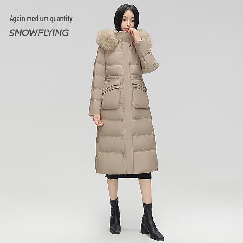 SNOWFLYING Women's Long Winter Down Jacket with Faux Fur Collar