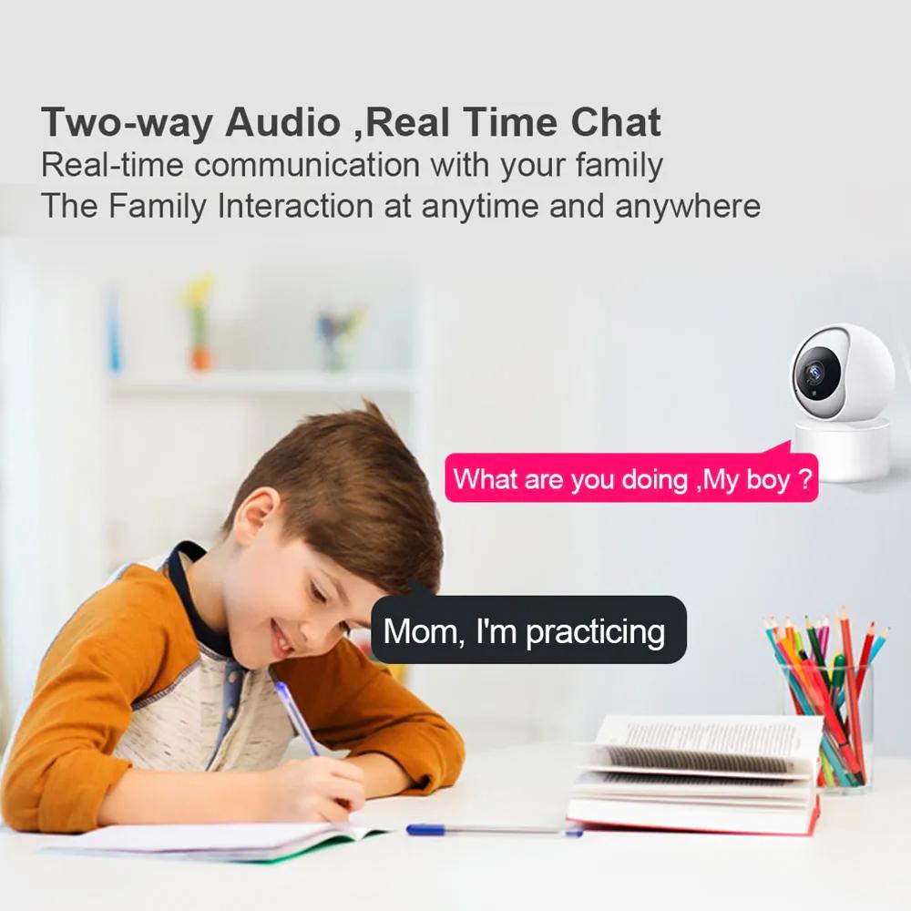 Камера безопасности 1080P HD 3-мегапиксельная Wi-Fi камера с функцией панорамирования/наклона и отслеживанием движения на 355 градусов ИК ночного видения