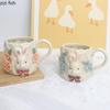 Нарисованная вручную чашка для воды, кролик, керамическая кружка для кофе, чашка для завтрака, чашки для послеобеденного чая, кружка для молока, чашки для чая с молоком, чайные кружки, посуда для напитков, подарки