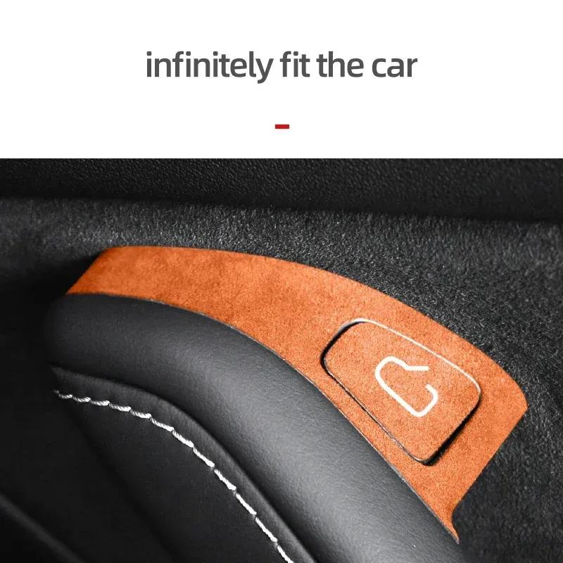 Betterhumz 4PCS Door Button Trim Sticker for Model 3 Y Tesla Car Window Control Panel Made of Alcantara Cover Interior Accessory