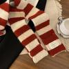 New Striped Soft Wool Knitted Scarf - Women's Winter Korean-Style Versatile Simple Thick Warm Scarf Cold-Resistant Scarf