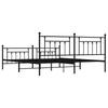 Metal Bed Frame with Headboard and Footboard Black 193 x 203 cm