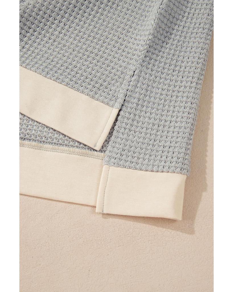 Azura Exchange Текстурированный топ-хенли цвета хаки с цветными блоками и воротником