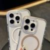 For iPhone 16 Pro Max Case Compatible with MagSafe TPU PC Clear Phone Cover with Metal Buttons