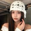 Bow Knit Beanies Bohemian Style Weave Cap Casual Crochet Hollow Knitted Hat  Apparel Accessories