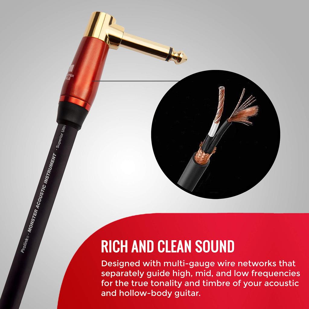 MONSTER CABLE Acoustic Guitar Straight XL 600557 Cable, 12ft, Plug, M, ACST2-12A,