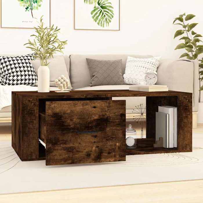 Maison Exclusive - Table basse Chêne fumé 100x50,5x35 cm Bois d'ingénierie