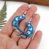 Vintage Crescent Earrings Cross Border Jewelry Blue Sky Planet Pattern Hanging Earrings Female