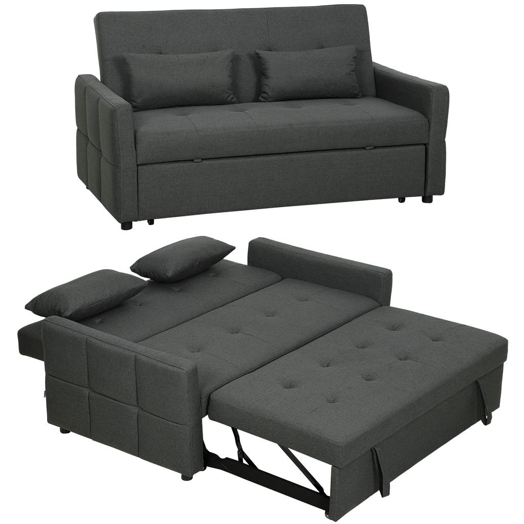 Three-Way Two-Seater Sofa Bed - Charcoal Grey