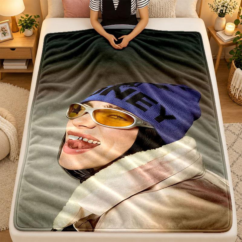 Flannel BlanketBillie Eilish Warm Soft Throw Blanket for Indoor Sofa Bed Living Room Use