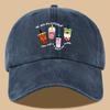 Fun Boba Cup Print Baseball Cap Casual Adjustable Dad Hat for Unisex Women Outdoor Daily Wear