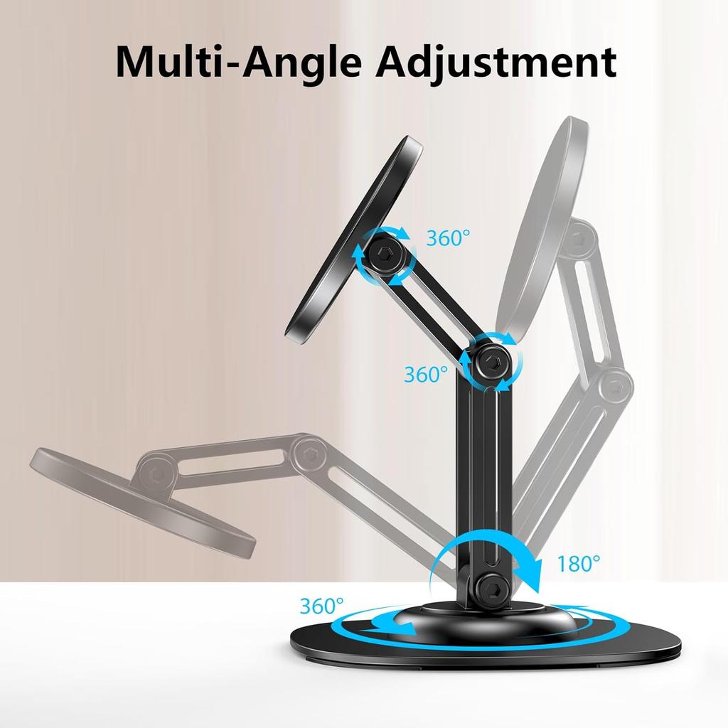 360 Rotation Aluminium Alloy Foldable Magnetic Desktop Phone Stand Desk Lazy Holder For Magsafe iPhone 17 16 15 14 13 12 Pro Max 5