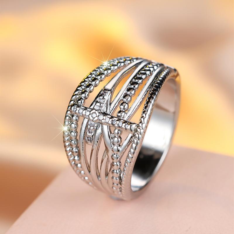 Простые серебряные многослойные крестообразные кольца для женщин и мужчин, модные повседневные вечерние универсальные ювелирные изделия