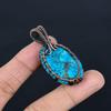 Blue Turquoise Handmade Gemstone Pendant, 999 Copper Wire Wrapped Antique Jewelry Pendant, For Engagement Gift