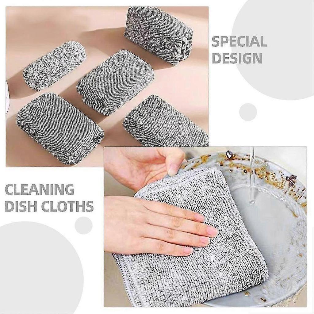 Dishwashing Cloth Kitchen Scrubber for Cleaning 10Pcs Reusable Grey Towels
