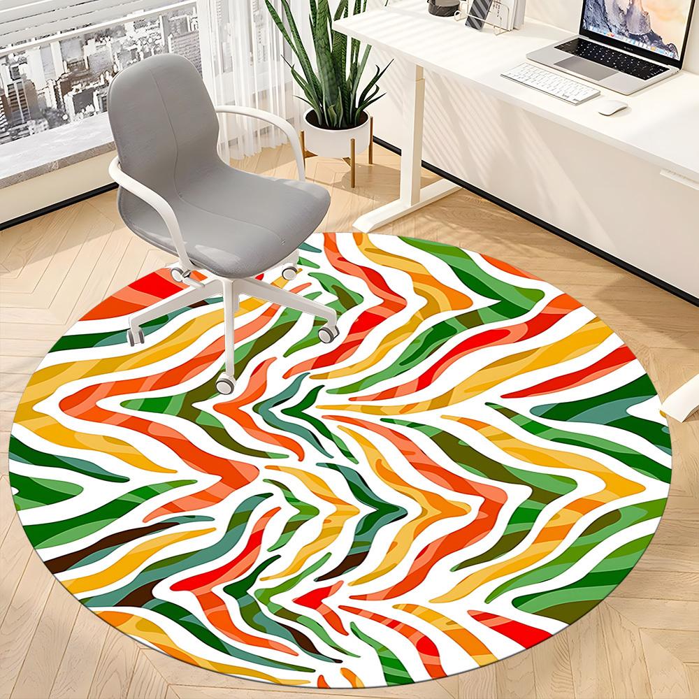 1pc Abstract Pattern Office Round Rug, Non-slip, Soft and Durable Office Rug for Interior Decoration, Perfect for Office, Beautiful Decoration yy26031