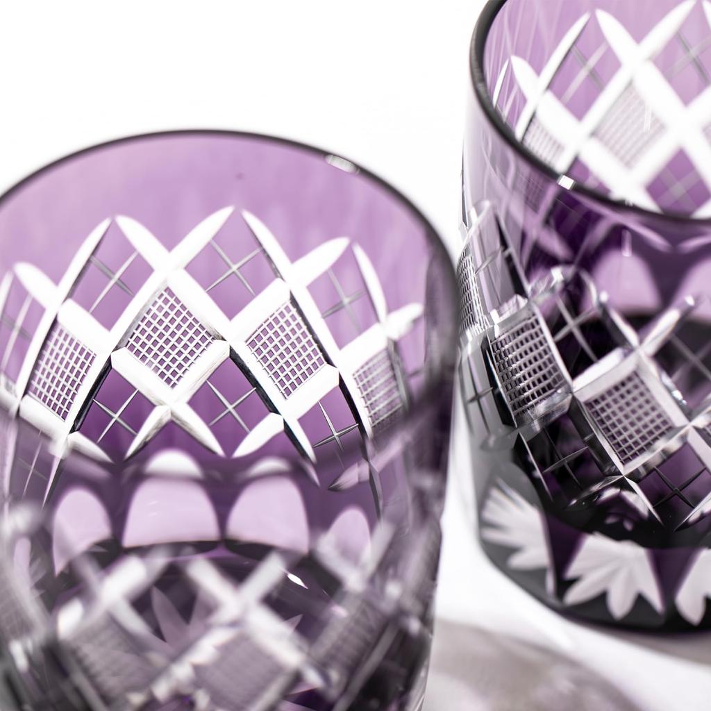 Kobo Edo Kiriko Yarai Fish Crest Old Glass TB90415M Деревянная коробка Сделано в Японии [Taimuro Official] (Эдо Пурпурный)