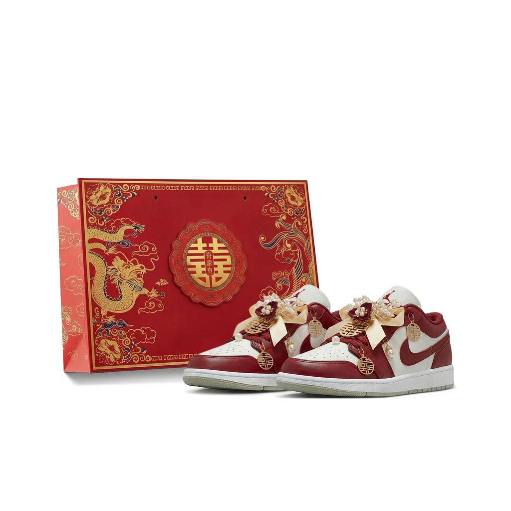 Jordan Air Jordan 1 Perfect Match Eternal Bond, Formal Attire, Wedding Shoes Slip Resistant Lightweight Low top 553560-133(Team2070-S-BOX)