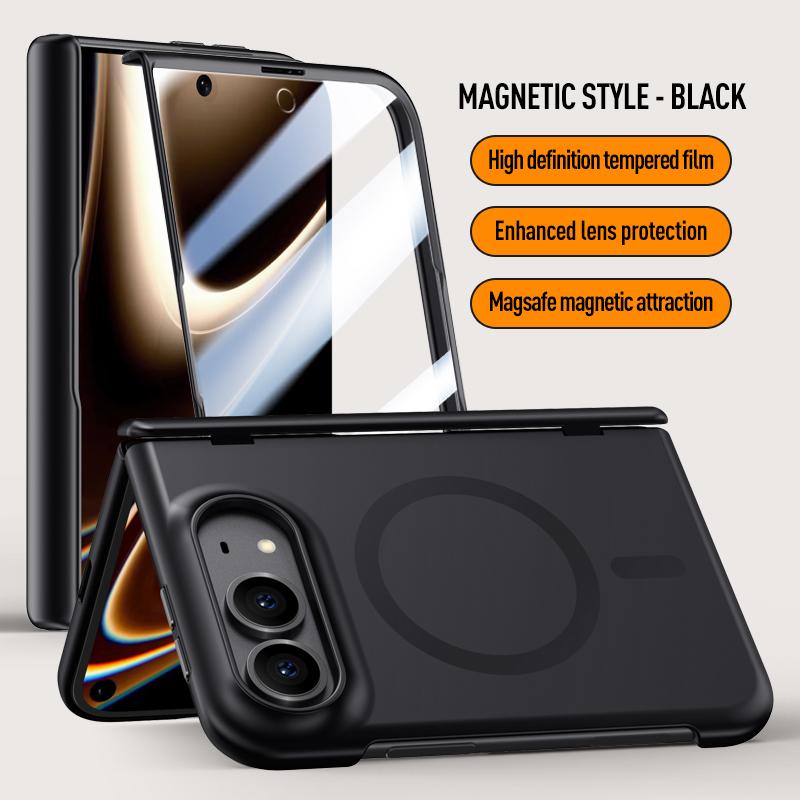 For Magsafe Case For iPhone Ultra 5G Ultra-Thin Matte Magnetic Wireless Charging Hinge With Tempered Film Shockproof Back Cover