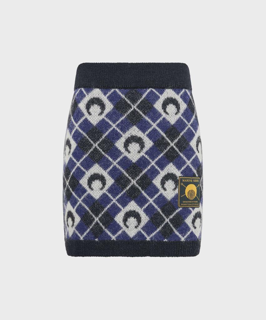 Marine Serre (W) Moon Argyle Knit Mini Skirt Black