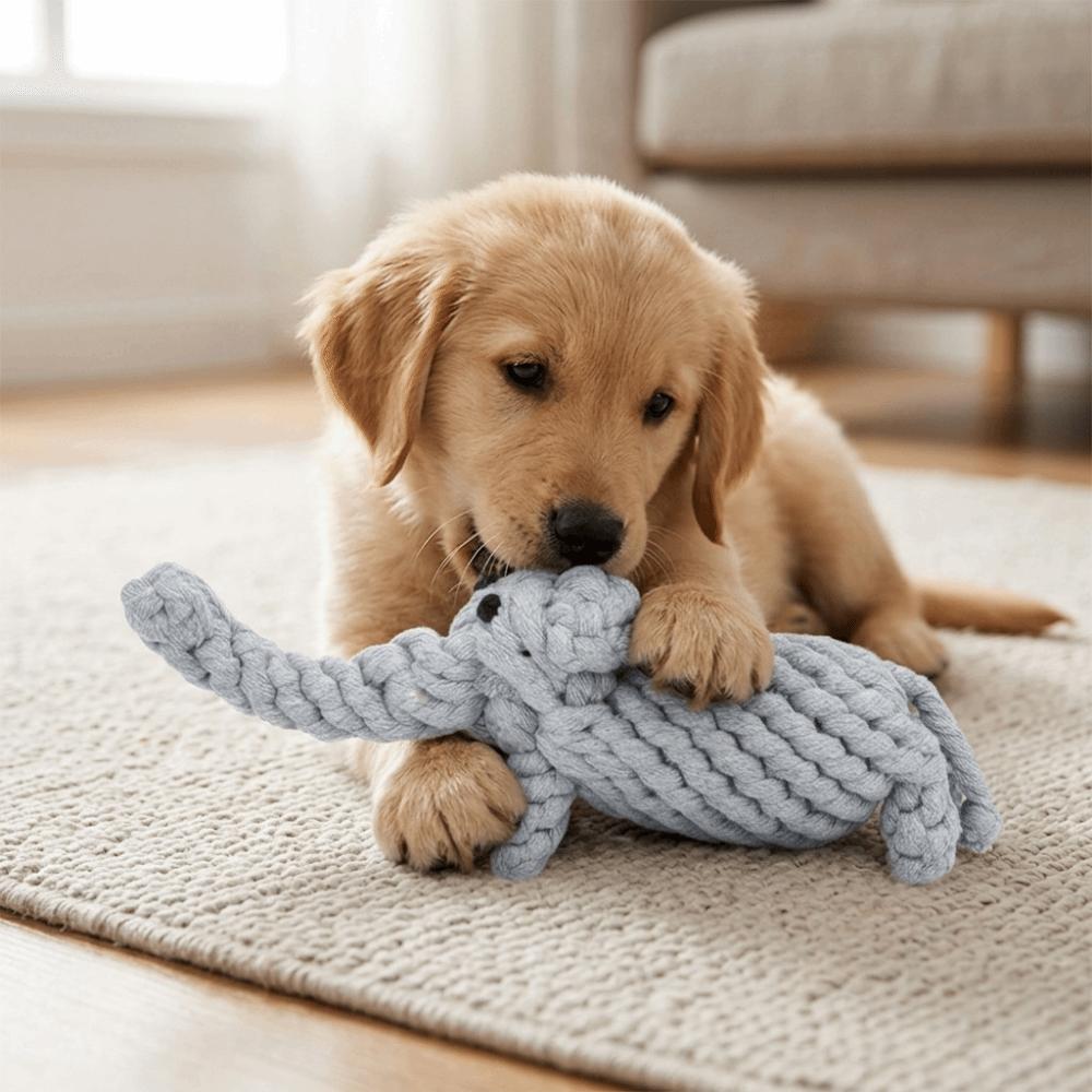 Solid Teething Chew Toy Cotton Rope Elephant Shaped Dog Toy Dog Rope Toy  Puppy Teeth Clean
