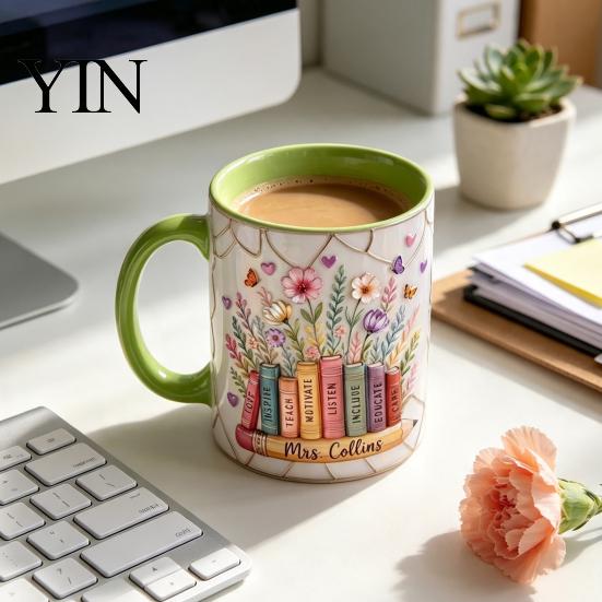 Школьный Офис Посуда Для Напитков Заботливый Учитель Керамическая Кружка, Объем 11 унций/18 унций Кофейная Чашка, Подарки Учителям от Учеников Прочная Ручной Работы или И Дома